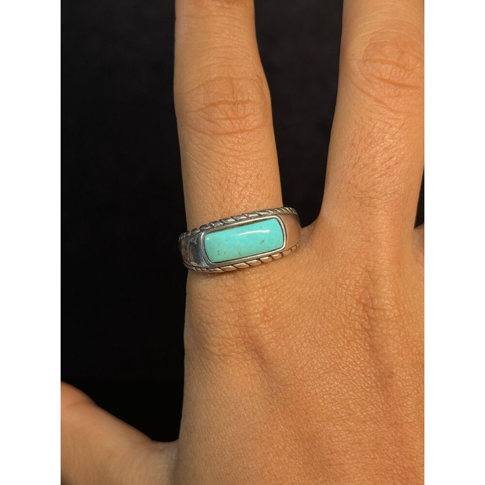Carolyn Pollack Turquoise Sterling Silver Ring Size 10 - Picture 5 of 12